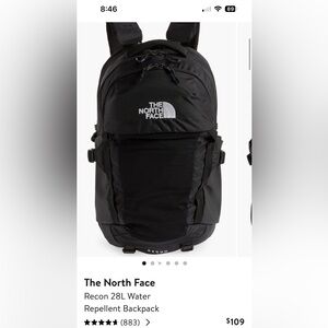 North Face Recon 28L water repellent backpack